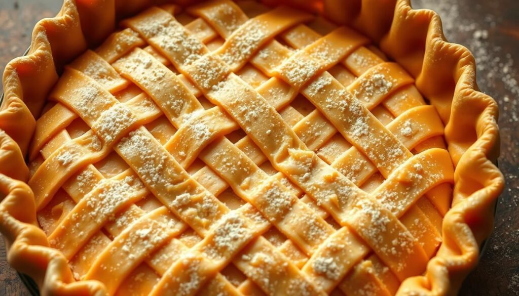 A flawless, golden-brown pie crust with delicate, shimmering layers, captured in a warm, inviting lighting. The crust is meticulously crafted, showcasing precise techniques - crimped edges, intricate lattice patterns, and a dusting of flour that creates a subtle, textured surface. The image is shot from a high angle, emphasizing the crust's elegant structure and inviting the viewer to imagine the savory filling within. The overall mood is one of craftsmanship, attention to detail, and the promise of a satisfying, homemade culinary experience. A flawless, golden-brown pie crust with delicate, shimmering layers, captured in a warm, inviting lighting. The crust is meticulously crafted, showcasing precise techniques - crimped edges, intricate lattice patterns, and a dusting of flour that creates a subtle, textured surface. The image is shot from a high angle, emphasizing the crust's elegant structure and inviting the viewer to imagine the savory filling within. The overall mood is one of craftsmanship, attention to detail, and the promise of a satisfying, homemade culinary experience.