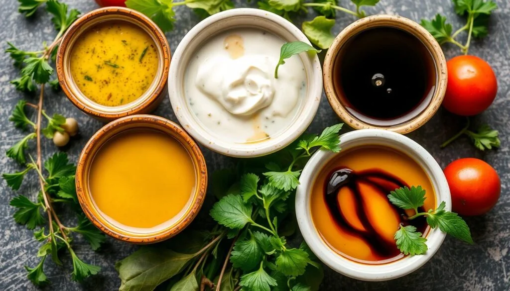 Image of various salad dressings chef salad recipe